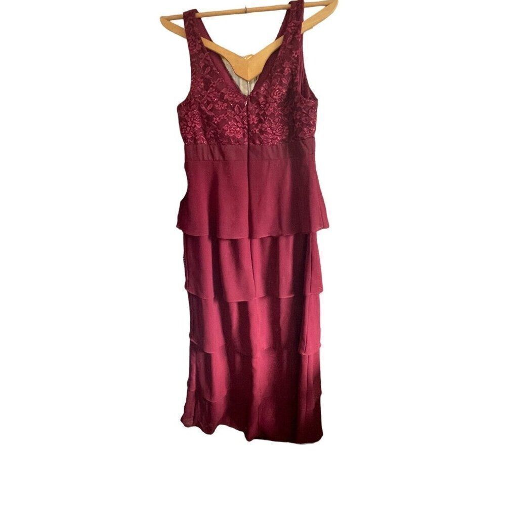 SALLY WIne / Burgundy DRESS with lace jacket SIZE M - Picture 10 of 13